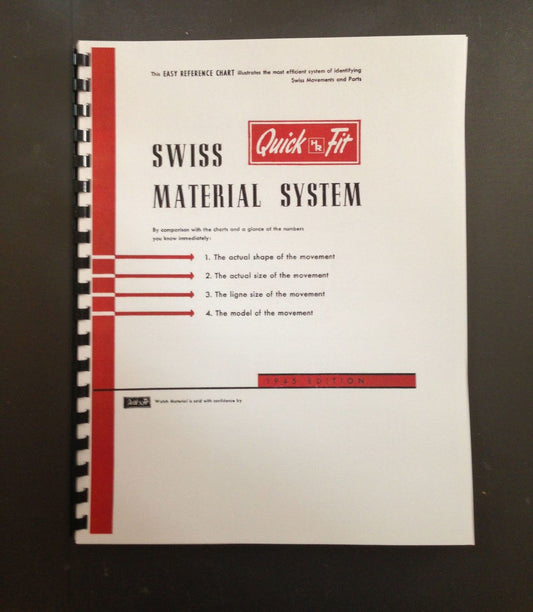 Quick Fit Swiss Watch Material Systems - Easy Reference Chart, 1945 edition - reprint