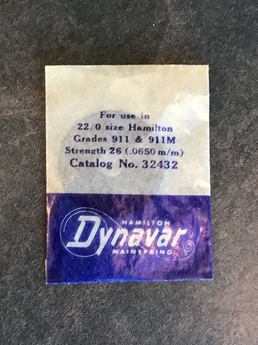 Hamilton Dynavar Mainspring for 22/0s grade 911 & 911M No. 32432 - Alloy