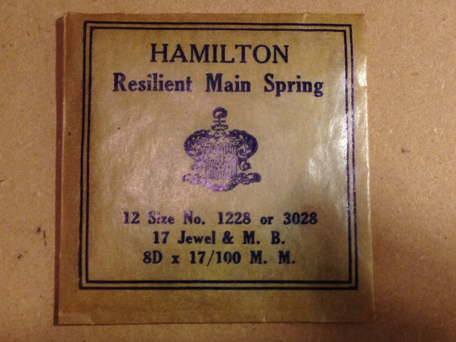Hamilton Factory Mainspring for 12s Hamilton 17 Jewel No. 1228 or 3028 - Steel