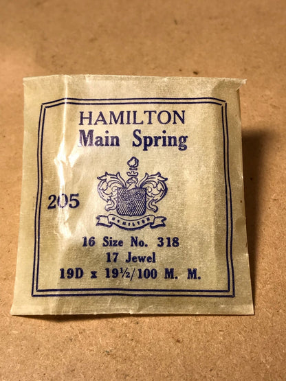 Hamilton Factory 16s Mainspring Factory No. 318 - Steel