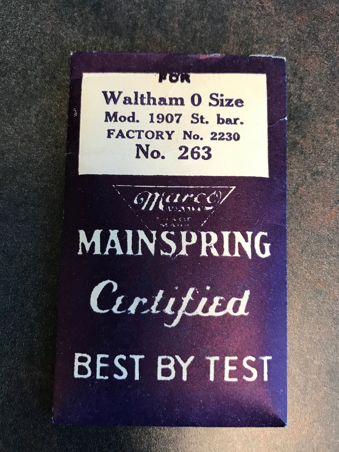 Marco Mainspring #263 for 0s Waltham Factory No. 2230 - Steel